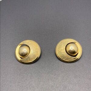 Vintage Alice Gold Tone Clip on Earrings Mid Century Moon Celestial LOOK READ